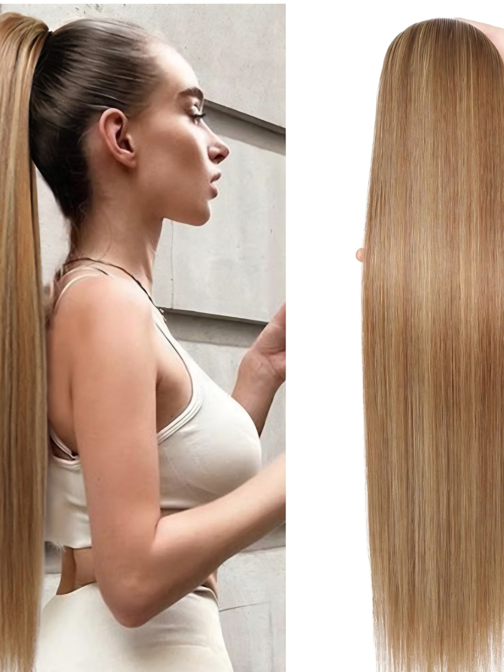 Long Sleek Clip-In Ponytail - Light Brown